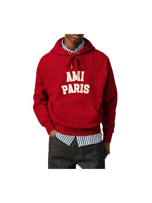 Felpa Ami Paris in felpa loopback. Ami Paris | USW803.JE0273A202 RUBYRED/IVORY